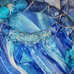 Beautiful  aqua blue silk dyed hoop for worship dancing