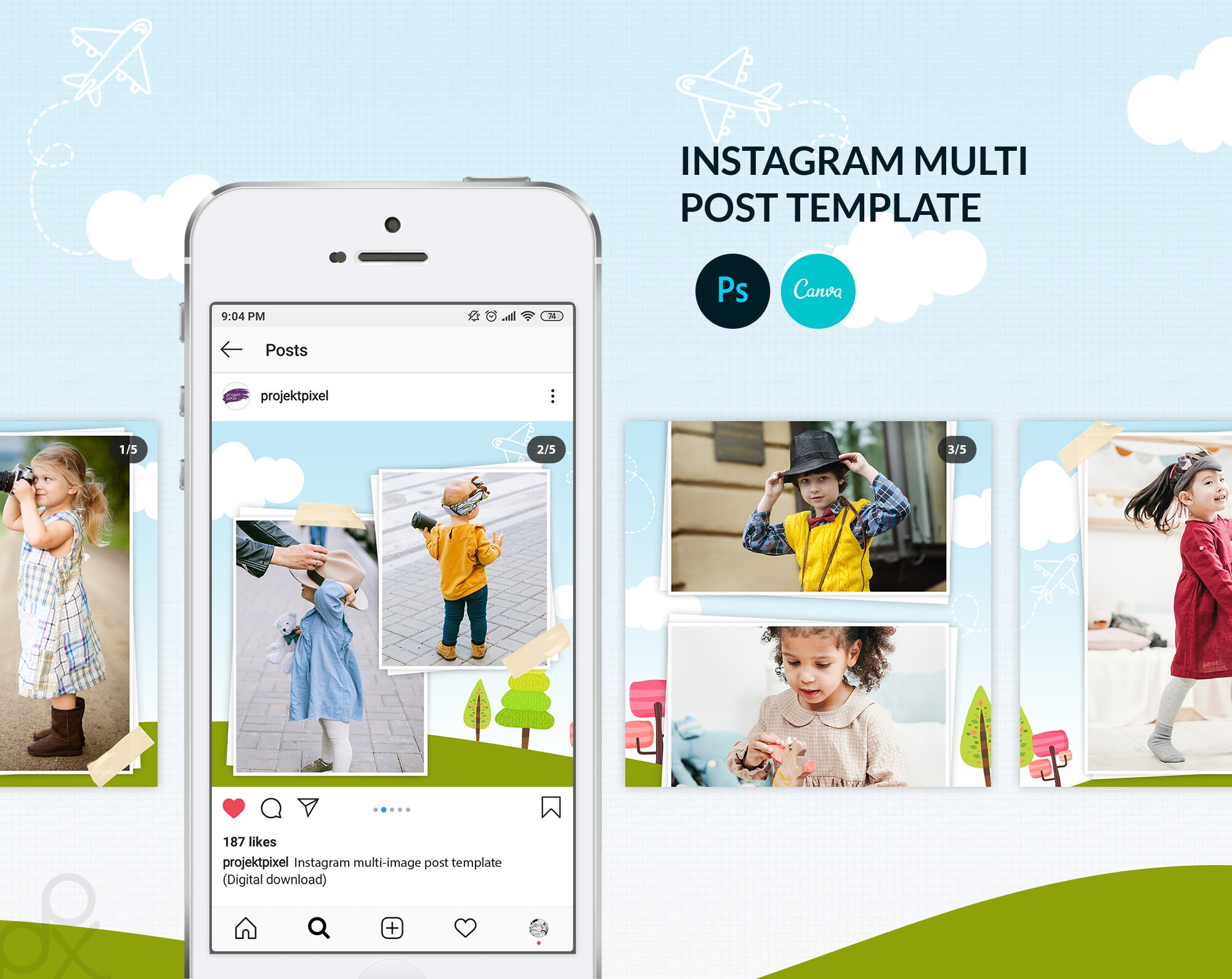 Instagram Seamless Carousel Template Facebook Ads Carousel Etsy