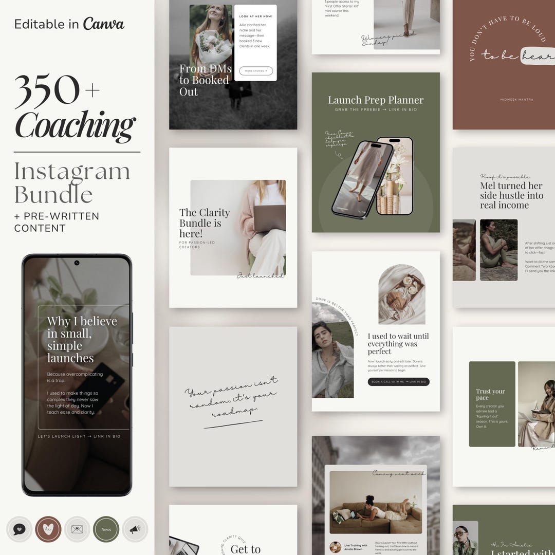 Coaching Instagram Canva Template Bundle, Social Media for Coaches ...
