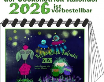 Knitting calendar 2026, with 12 sock knitting patterns