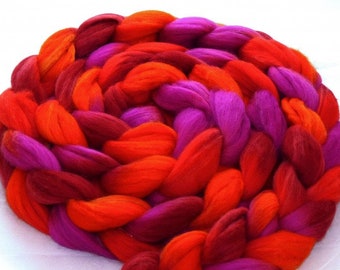 GP:99EUR/kg multicolor Merino roving "Red", combing, spinning fiber