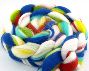 GP:119EUR/kg multicolor Merino-Kammzug "Clown", Kammzug, Spinnfaser