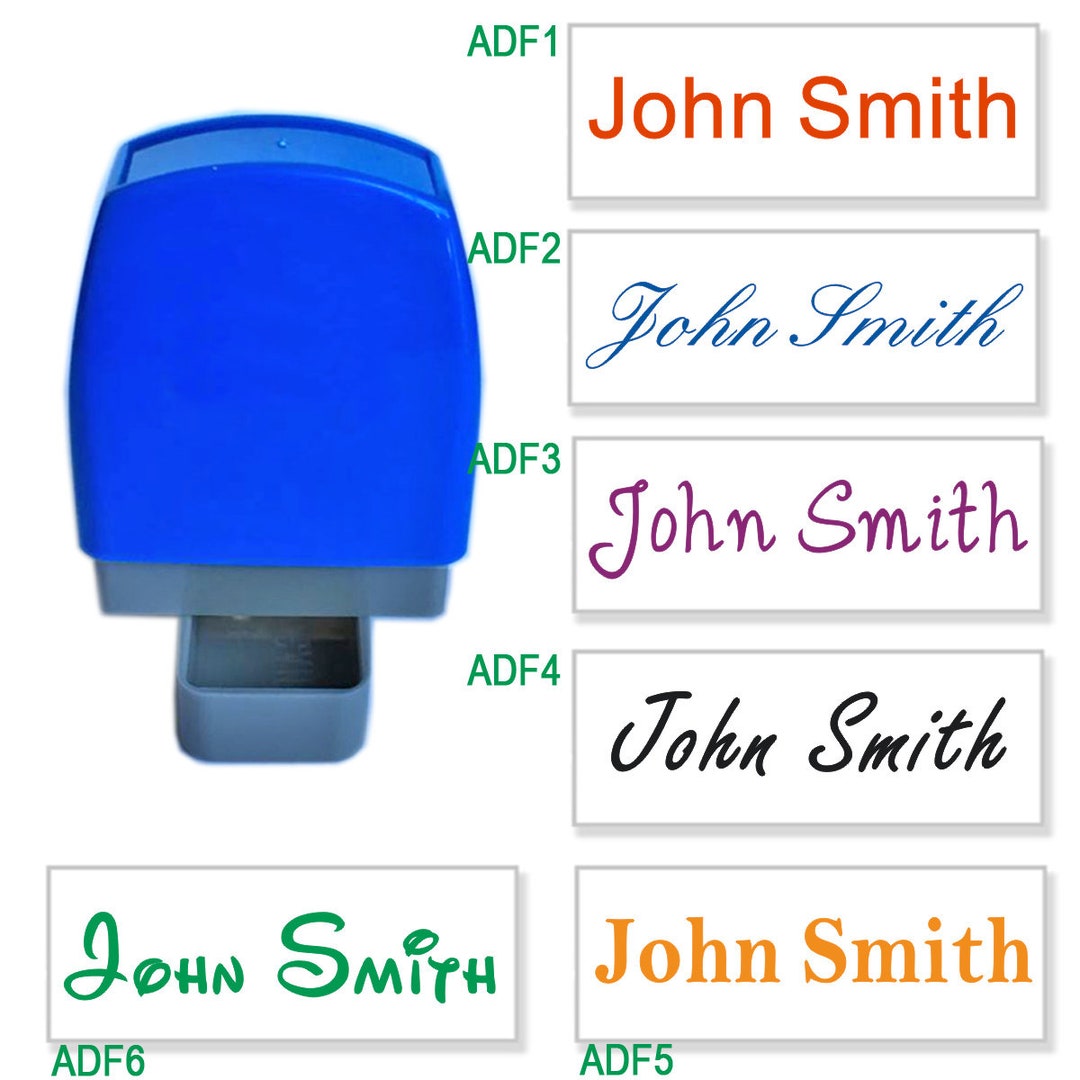 Custom Name Signature Self Inking Stamp. One Line 31x10 Mm. 6 Fonts and
