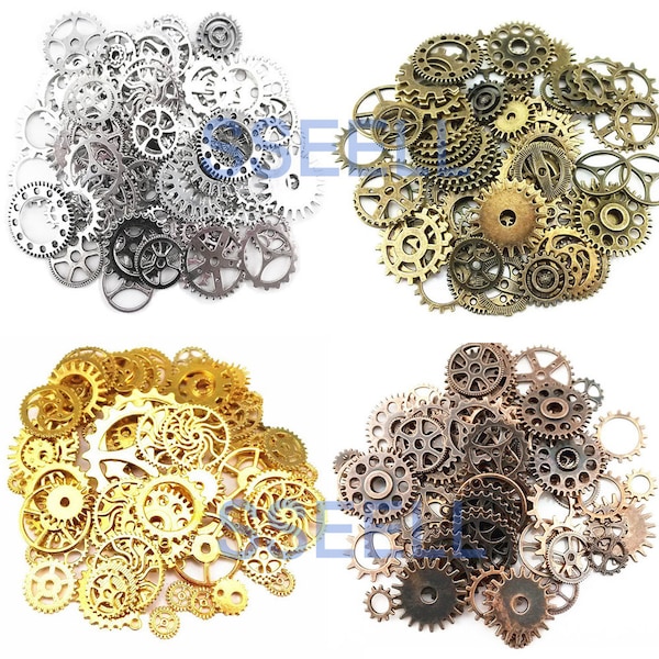 Silver Gold Bronze Copper Vintage Clock Watch Parts Steam Punk Gears Cog Parts for Altered Art Charms Clock Connectors Pendants Wholesale