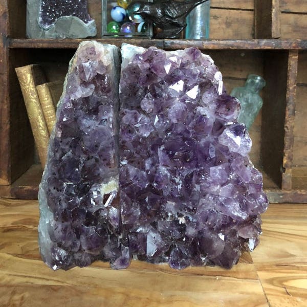 Amethyst Geode Bookends 2.73k, Amethyst Bookends, Amethyst Geode Pair, Purple Crystal Bookends, Standing Amethyst, Bohemian Home
