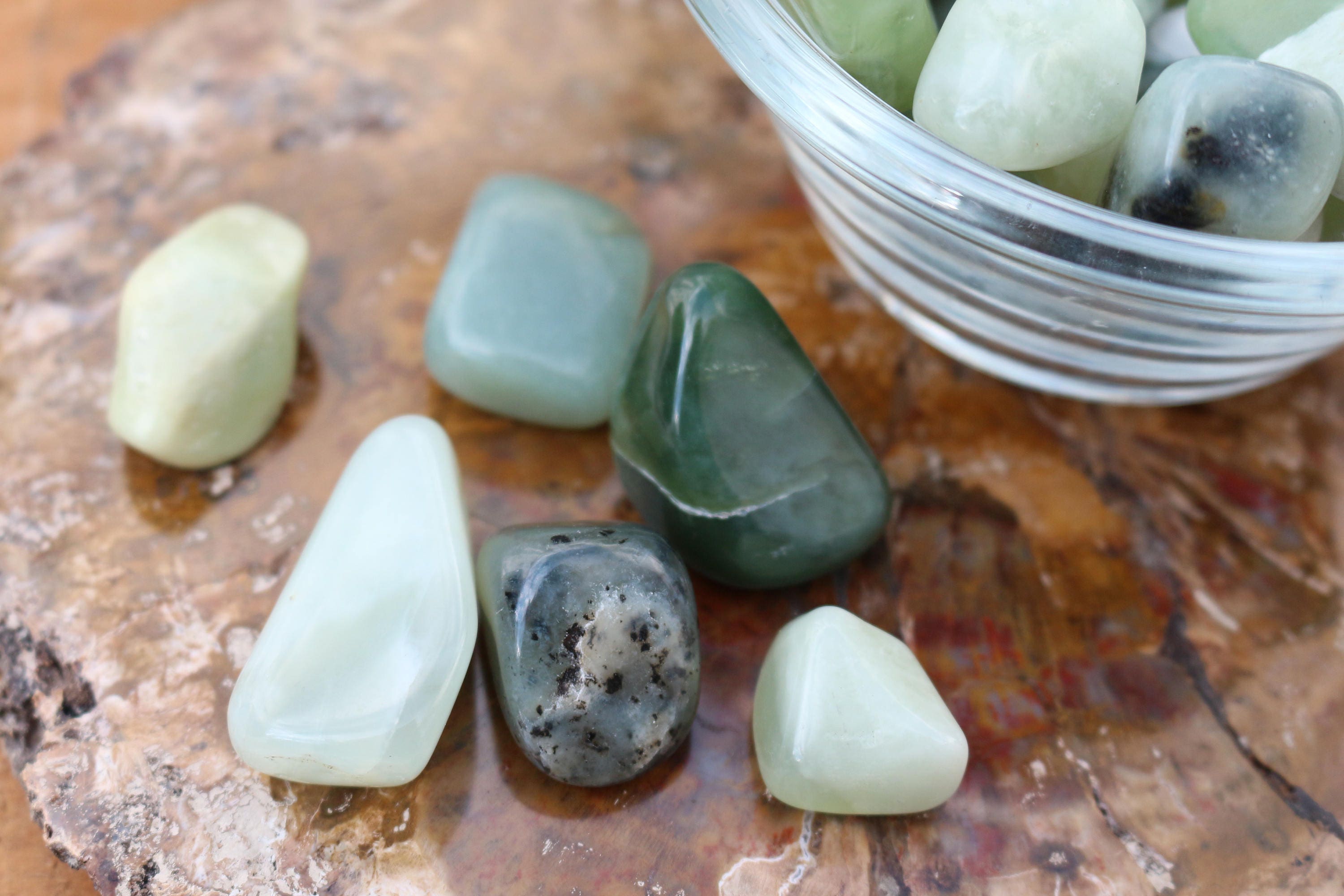 Set of 2 Jade Stones ~ Colors vary from light to dark green!
