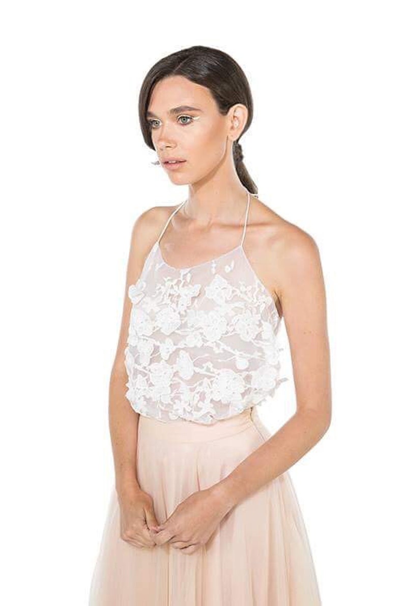 Lace wedding top Bridal Separates sheer lace wedding top 3D flower lace wedding top Wedding Top lace wedding top /'CAMi/'