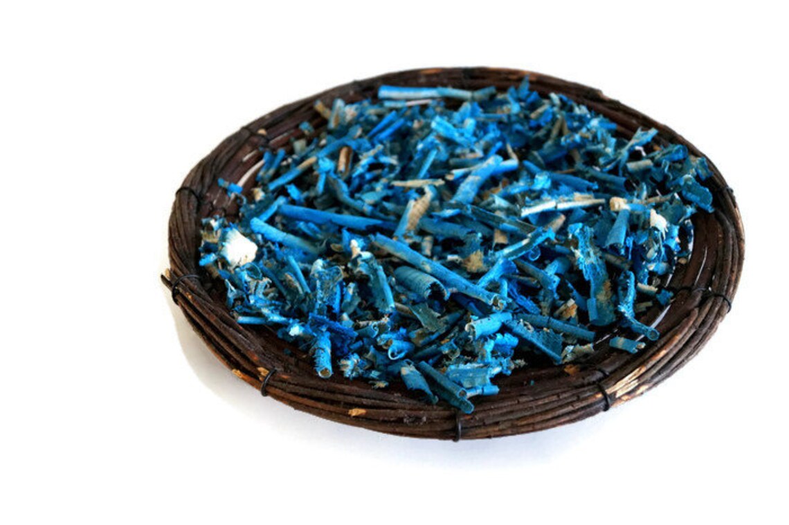 Blue painted wood chips Wood shavings Dried wood chips for for Etsy