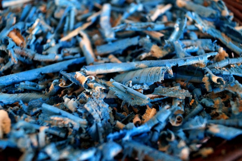 Blue painted wood chips Wood shavings Dried wood chips for for Etsy