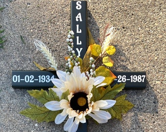 STEEL personalized roadside memorial cross// roadside cross// grave site cross// cemetery marker//olive green/ #573