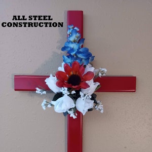 STEEL memorial cross//personalized memorial//Memorial Cross// graveside cross// grave site cross// cemetery cross// 603 image 1