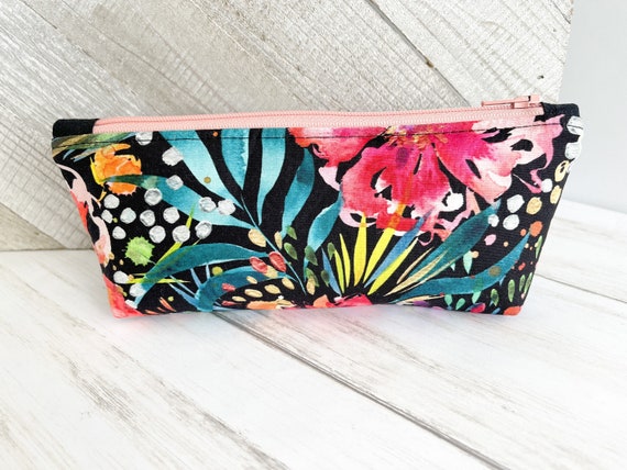 Floral Pencil Pouch, Makeup Bag, Cute Eye Glass Case, Lined Zippered  Pouches 