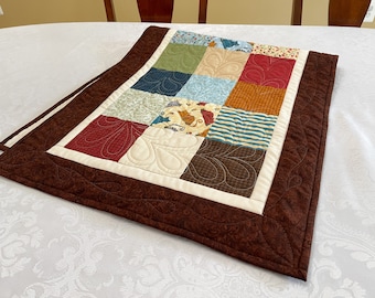 Fall Quilted Table Runner, Cats Table Topper for Modern Autumn Country Home Decor