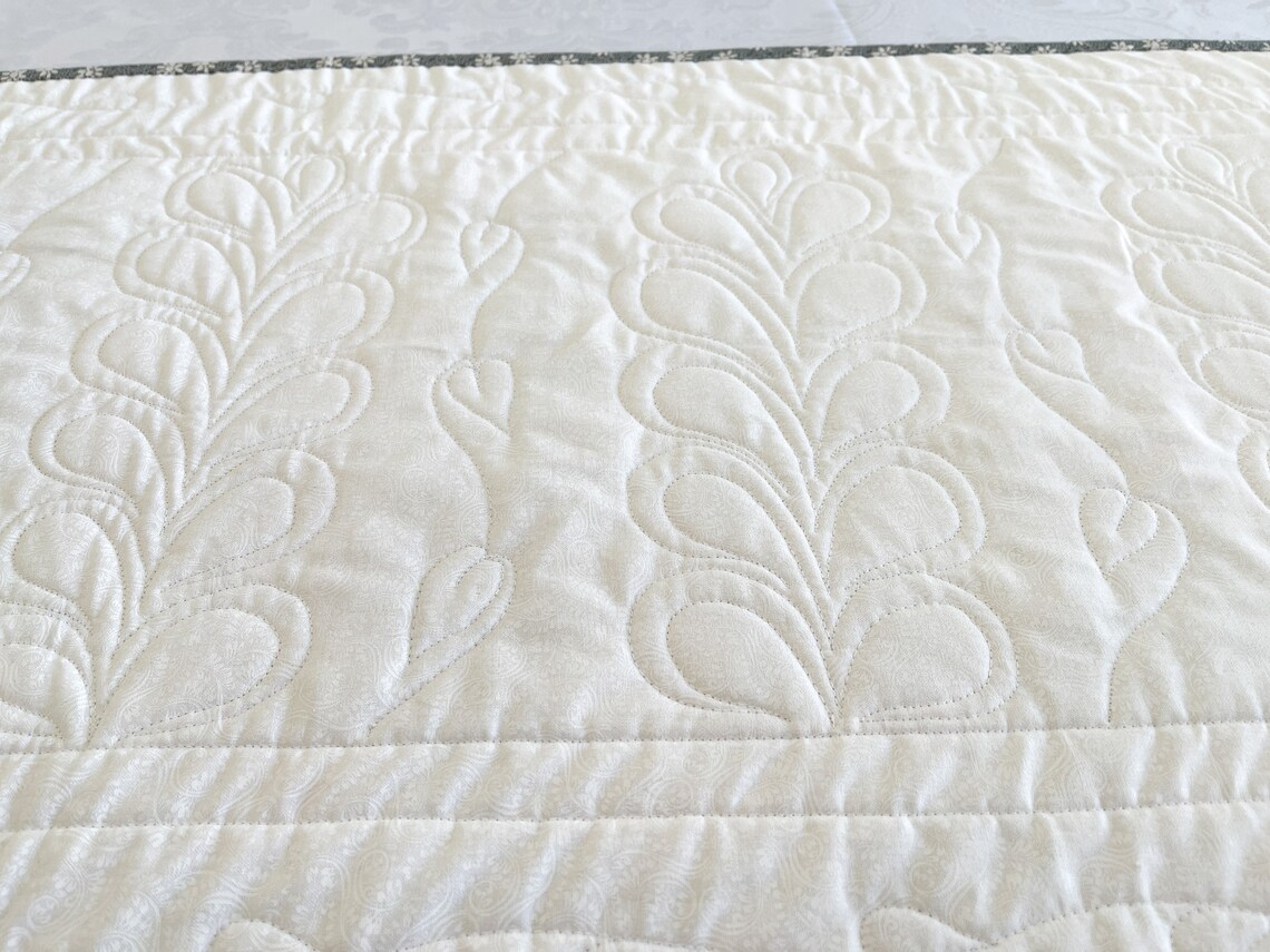 Quilted Table Runner Gray Modern Coffee Table Linens Neutral Etsy