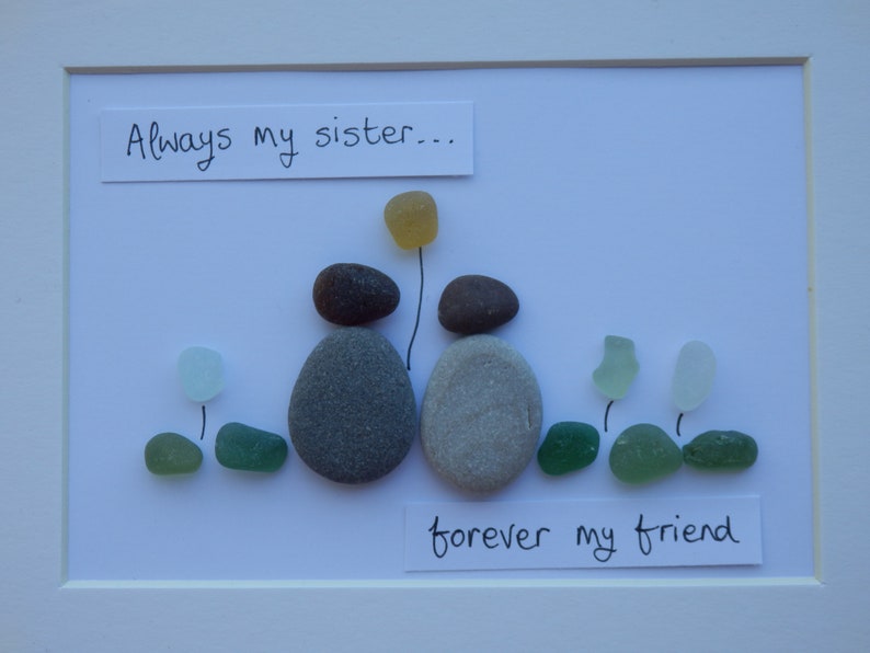 Personalised Sisters Sea Glass Art Always My Sister Forever Etsy
