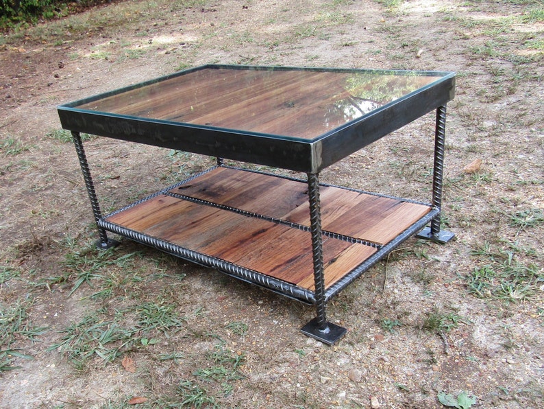 Reclaimed wood table glass coffee table barn wood coffee Etsy
