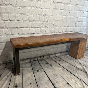 Reclaimed wood and industrial Metal Bench | dining entryway bench | handcrafted bench