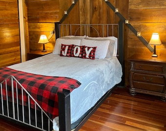 Bdsm furniture, bdsm device, modern industrial headboard, platform ironwood bed frame