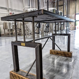 EPOXY TABLE| Industrial furniture| Modern bar table| Rebar steel dining room table| mid century modern furniture| rustic farmhouse decor