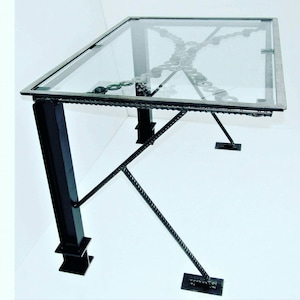 Glas Schreibtisch, Industrie Schreibtisch, Home Desk, Büro Schreibtisch, Stahl Schreibtisch, Vintage Schreibtisch, modern