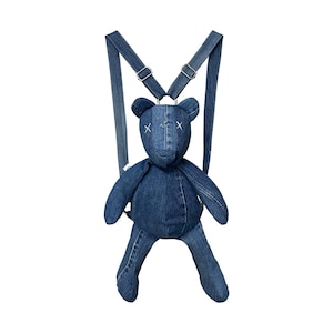 Upcycled Denim Teddy Bear Backpack