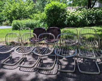 A set of 4 Gastone Rinaldi Chrome Chairs Vintage Cantilever need tlc, 10 available