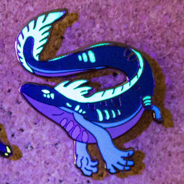 Glow-In-The-Dark Salamander River Spirit Hard Enamel Pin Gift