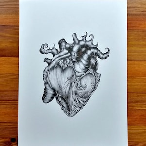 You Are All I see black and white Heart Biro Zeichnung Giclee Druck! Limitierte Auflage A4 Druck! Perfektes Geschenk, Rahmen optional! Liebe / Tattoo
