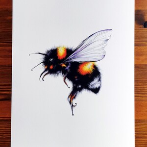 Hermosa, original decoración del hogar, colorido Bumblebee dibujo Giclee impresión! ¡Impresión de edición limitada A4! Regalo perfecto, marcos opcionales!