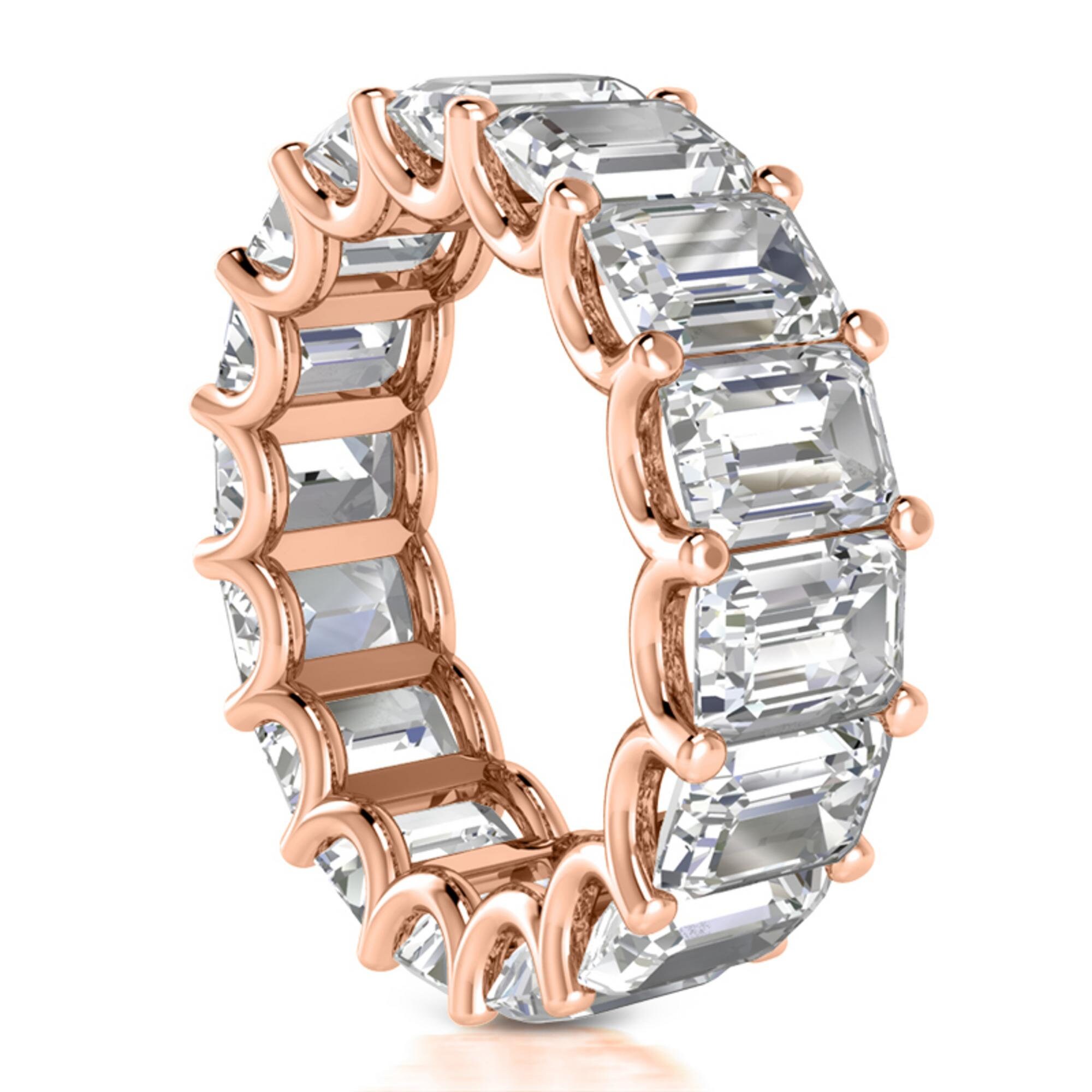 Eternity Wedding Band Emerald Cut Diamond U Prong Setting 14k White Gold