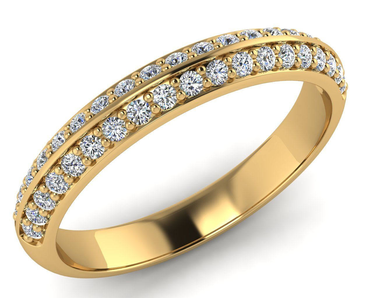 Round Brilliant Cut Diamond Knife Edge Wedding Band 14k