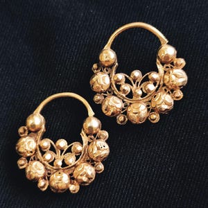 Antique Spanish Filipino Colonial Criolla Creole Gold Earrings 10Karat
