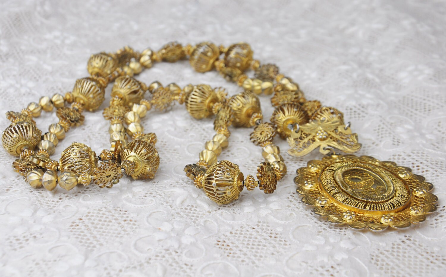 Filipiniana Philippine Big Tambourine Necklace Vintage Long Etsy