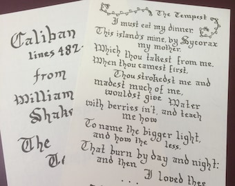 Caliban Monologue//William Shakespeare's The Tempest//Medieval Calligraphy