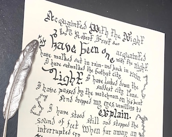 Acquainted With The Night by Robert Frost Handwritten Poem//Calligraphy