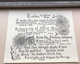 William Blake Calligraphy Poem //London with Sunflowers