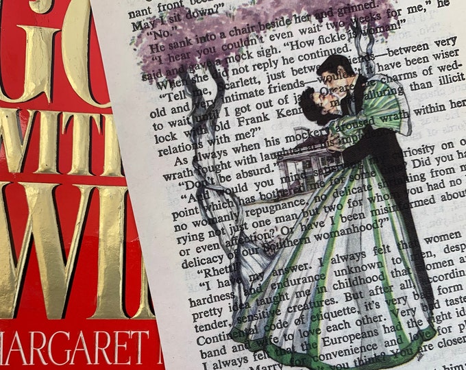 Special Edition Gone With the Wind Print//scarlett &amp; Rhett at Tara on Upcycled Novel Paper//art ...