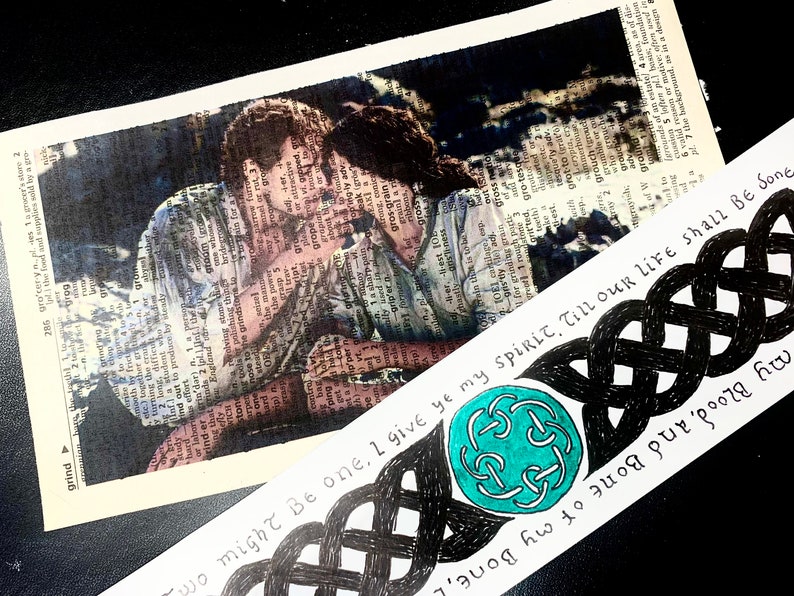 Outlander Print on Upcycled Dictionary Paper//Celtic Knot //Quote Bookmark image 1