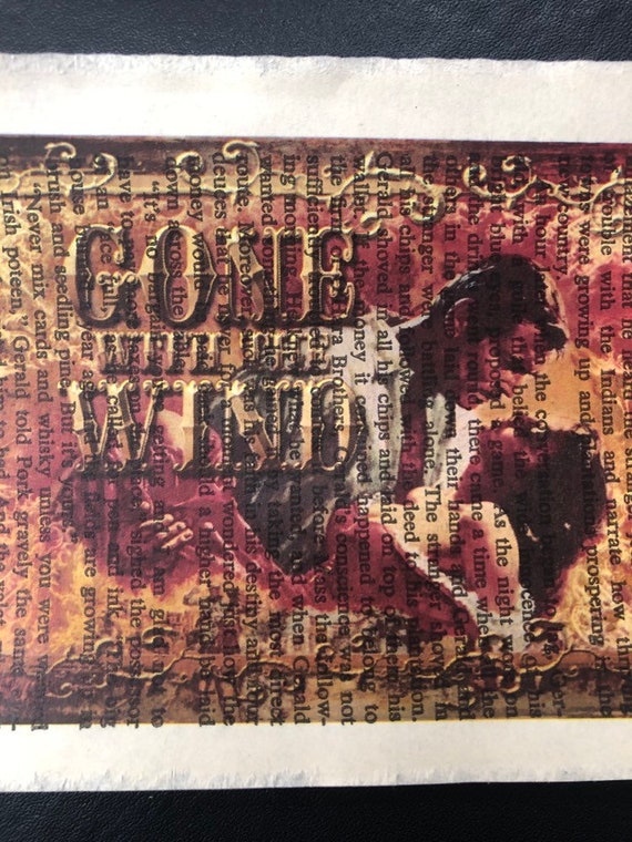Gone With The Wind Color Print//Scarlett & Rhett Movie Poster on Upcycled Paper from the Novel!