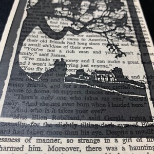 Gone With The Wind's Tara Black & White Print on Upcycled Novel Paper//Scarlett O'Hara//Rhett Butler image 4