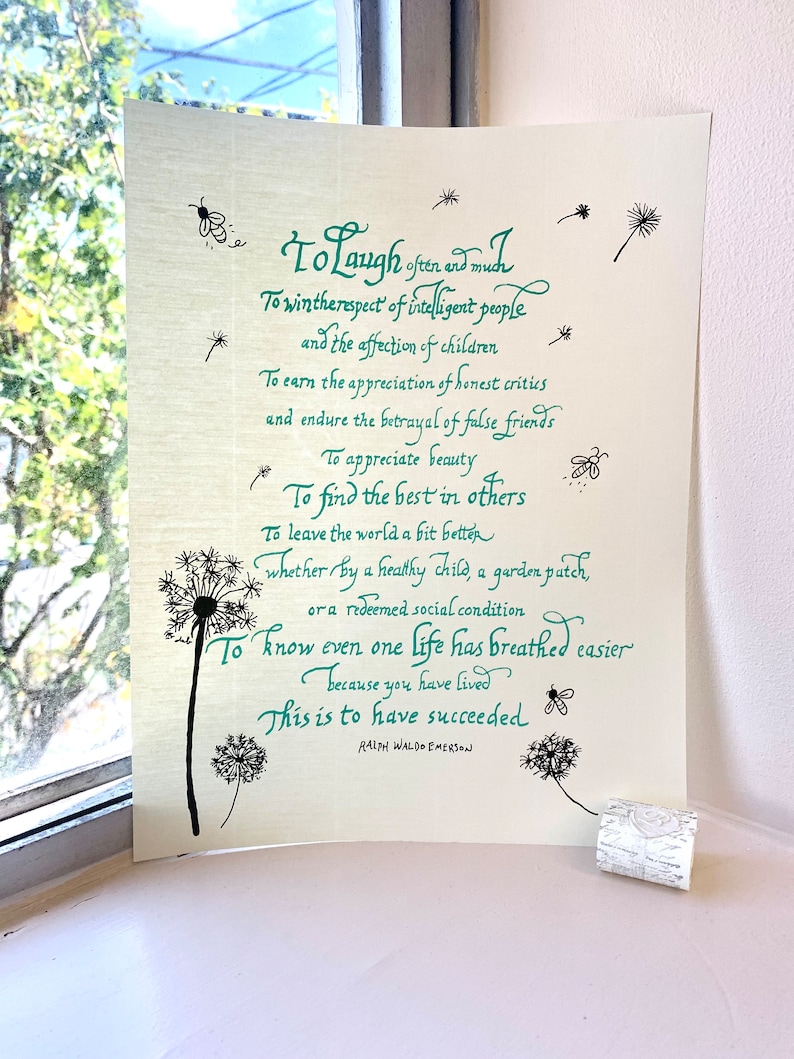 Emerson Poem//ralph Walson Emerson Calligraphy//handwritten - Etsy