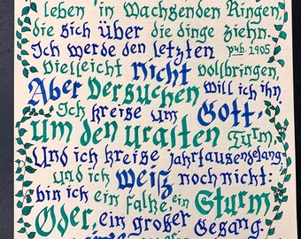 Ich Lebe Mein Leben...// Rainer Maria Rilke Calligraphy Poem//Love Letter in German