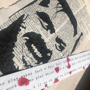 The Shining Sketch Art/Upcycled Book Page/Jack Torrance portrait//Halloween Art//Dictionary Art