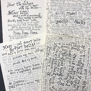 The Bells by Edgar Allan Poe Part I, II, III, IV// Handwritten Calligraphy Poem