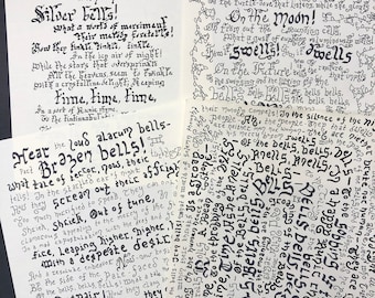 The Bells by Edgar Allan Poe Part I, II, III, IV// Handwritten Calligraphy Poem