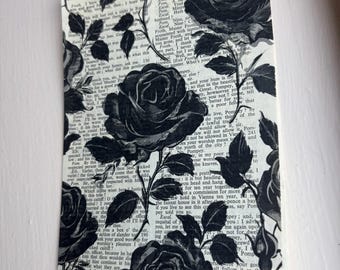 Black Rose Art Print: Vintage Gothic Decor on Shakespeare Book Page