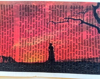 Scarlett O'Hara Print: Gone With the Wind Art on Upcycled Book Page
