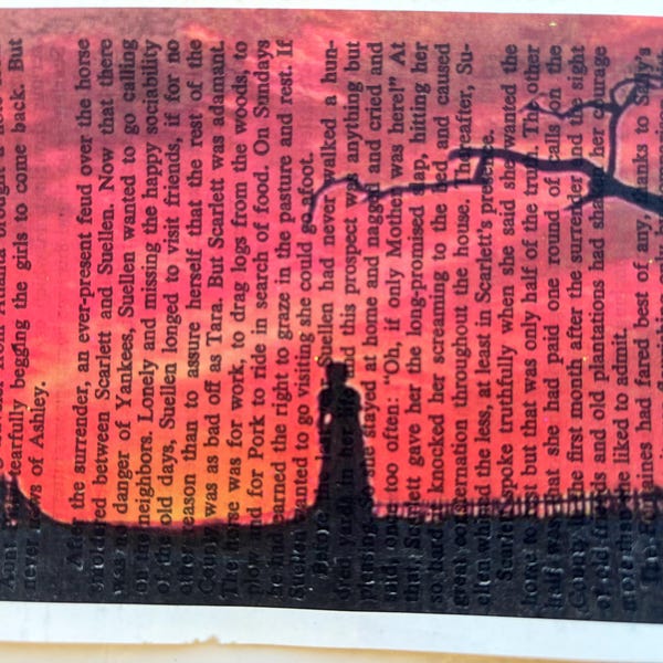 Scarlett O'Hara Print: Gone With the Wind Art on Upcycled Book Page