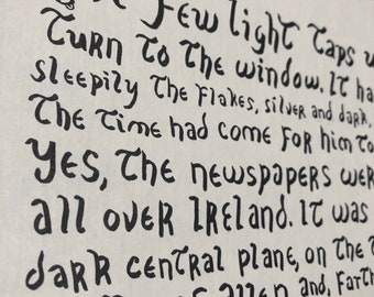 Excerpt from Dubliners by James Joyce//Handwritten Celtic Style Calligraphy