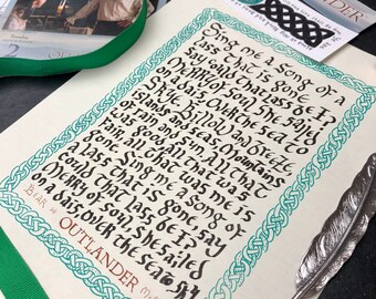 Skye Boat Song Lyrics//Outlander Theme//Handwritten// Bear McCreary//Celtic Calligraphy